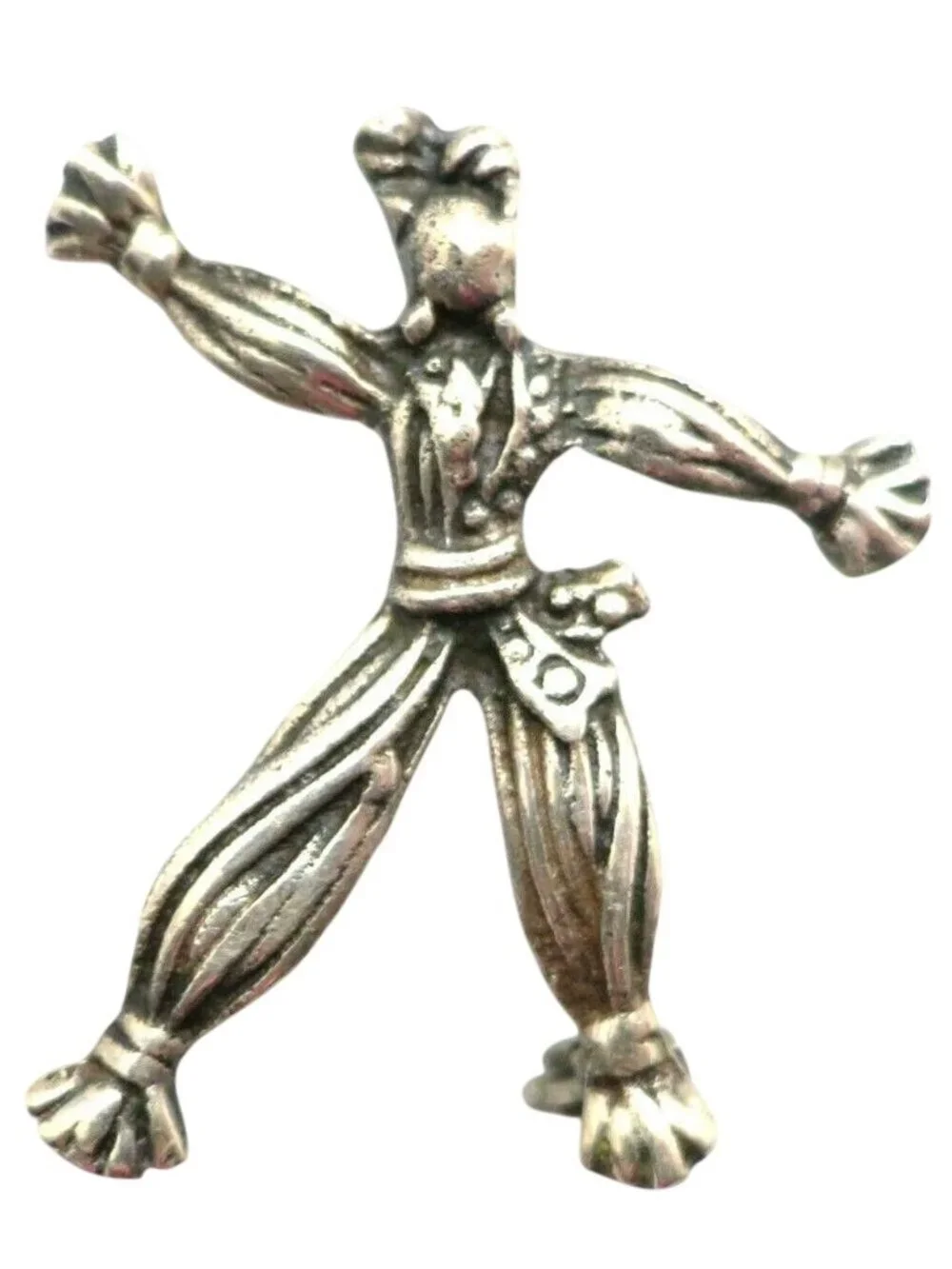 Sterling Silver Pom Pom Boy Brooch, Scarecrow Pin Vintage Unsigned, Rintintin